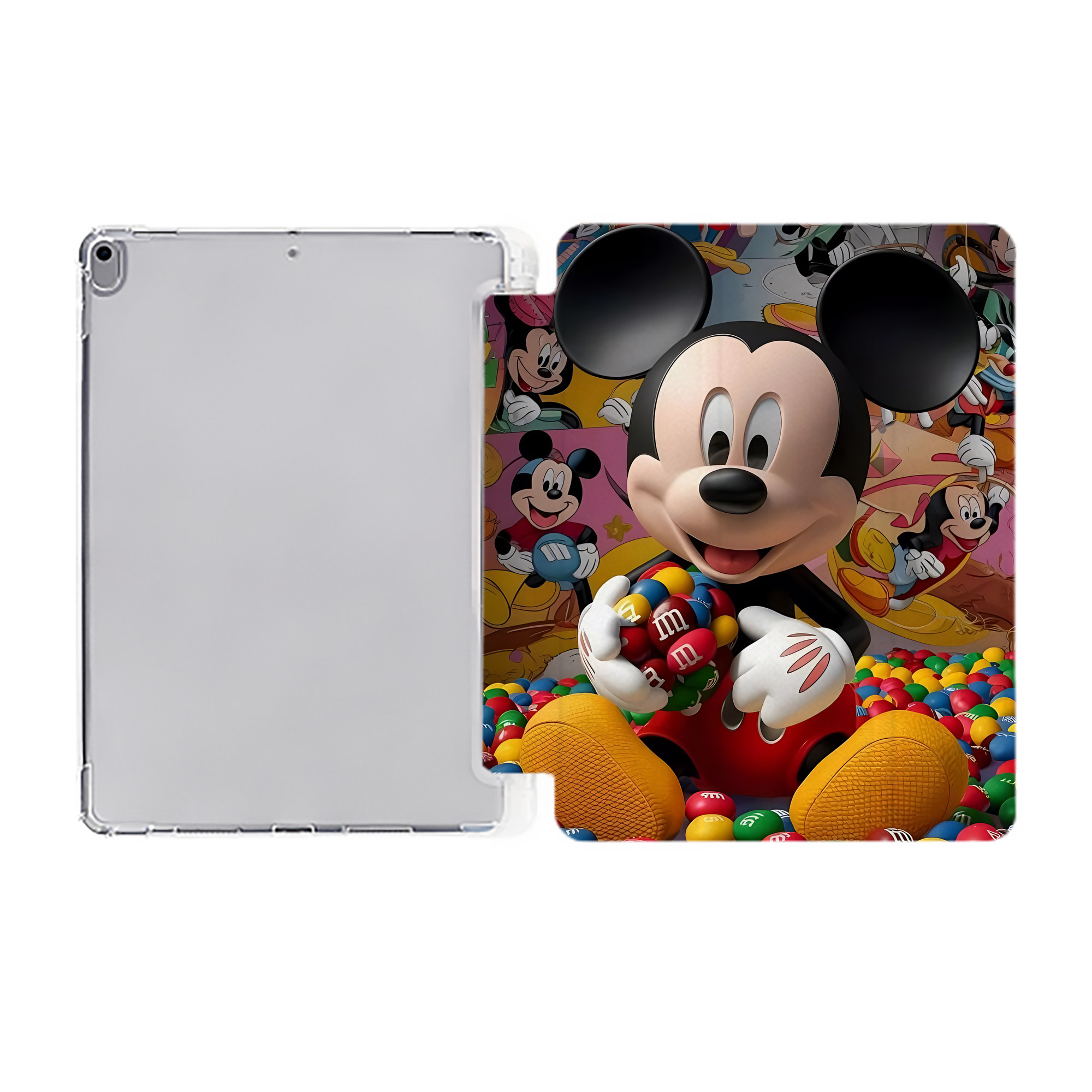（画像用） ミッキーマウス Mickey Mouse IPad ケース ペン収納付き 三つ折りスタンド PUレザー×シリコン 対応機種9.5/10.5/10.9インチ